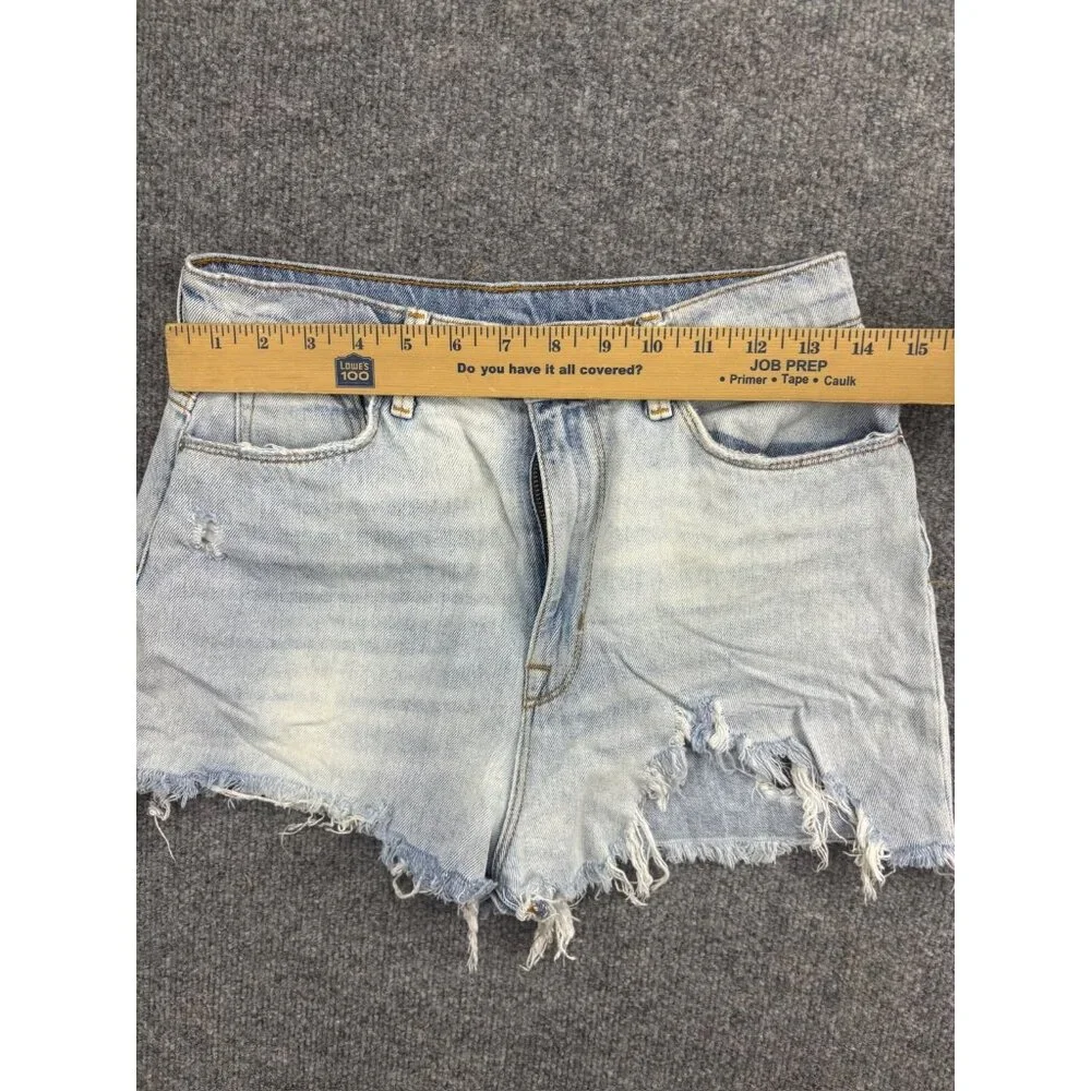 BDG Mom High Rise Shorts Women's 27W Blue Jean Denim Cutoffs Distressed‎ Cotton